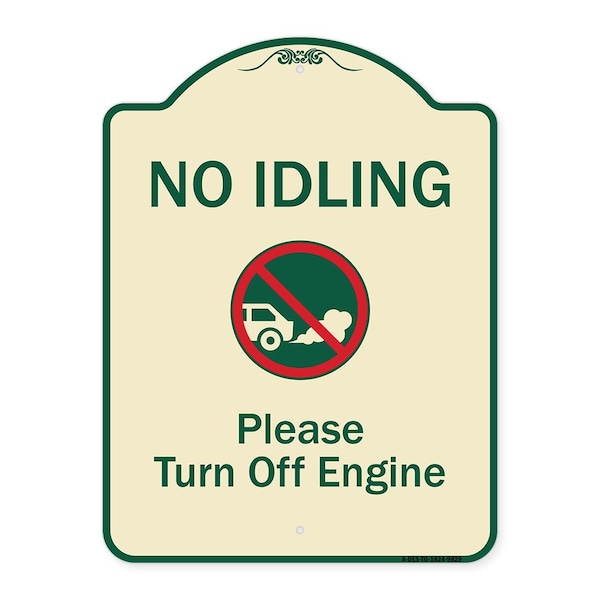 Signmission Designer Series-No Idling Please Turn Off Engine With Graphic, 24" x 18", TG-1824-9829 A-DES-TG-1824-9829 - main